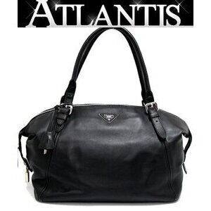 Prada Boston bag triangle logo black leather card